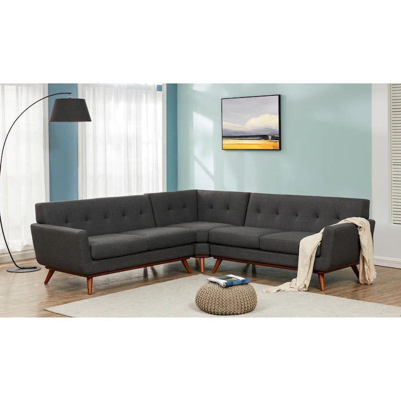 SAFAVIEH Couture Opal Linen Tufted Corner Sectional Sofa