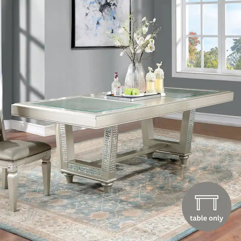 Furniture of America Medlee Glam84-inch Expandable Dining Table with Leaf