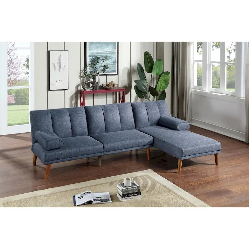L-Shaped 3-Seat Polyester Blend Sectional Sofa with Solid Wood Legs and Adjustable Sofa Lounge