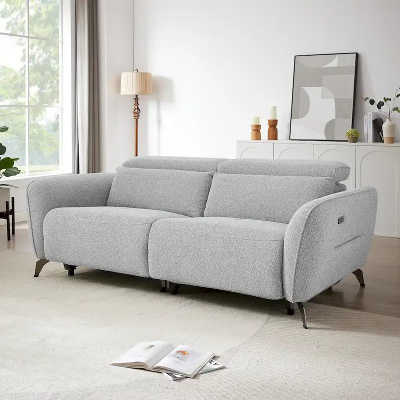 Ensemble de canapés inclinables électriques en chenille de 80 pouces de large pour salon