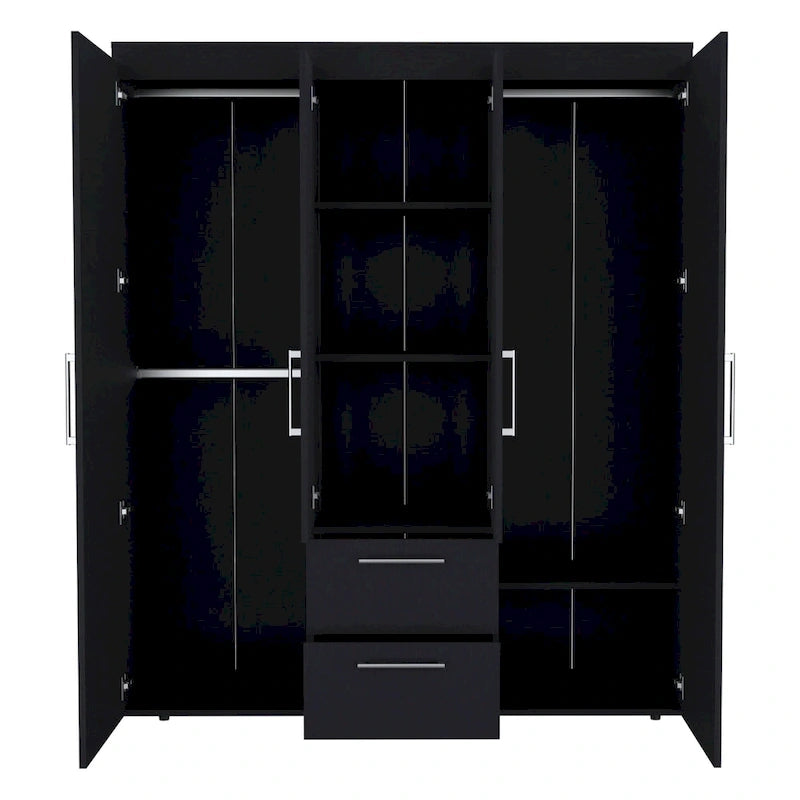 Armoire moderne à quatre portes de 19,8 pouces avec de multiples options de rangement et des accents métalliques