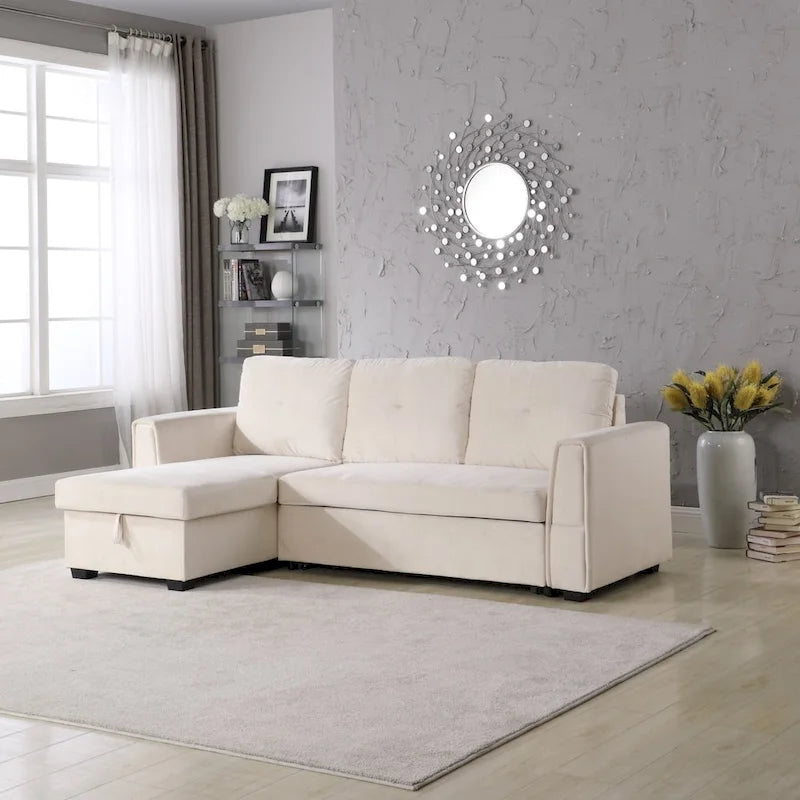Modern Upholstered Living Room Storage Chaise Sectional Sofa