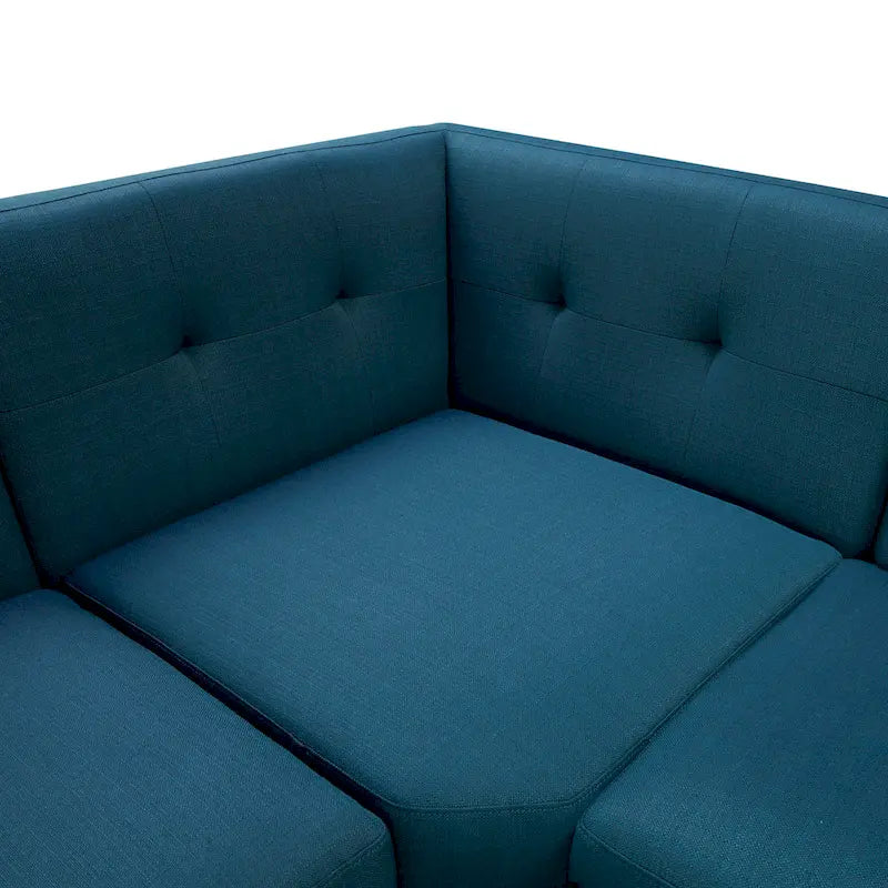 Canapé d'angle capitonné en lin opale SAFAVIEH Couture