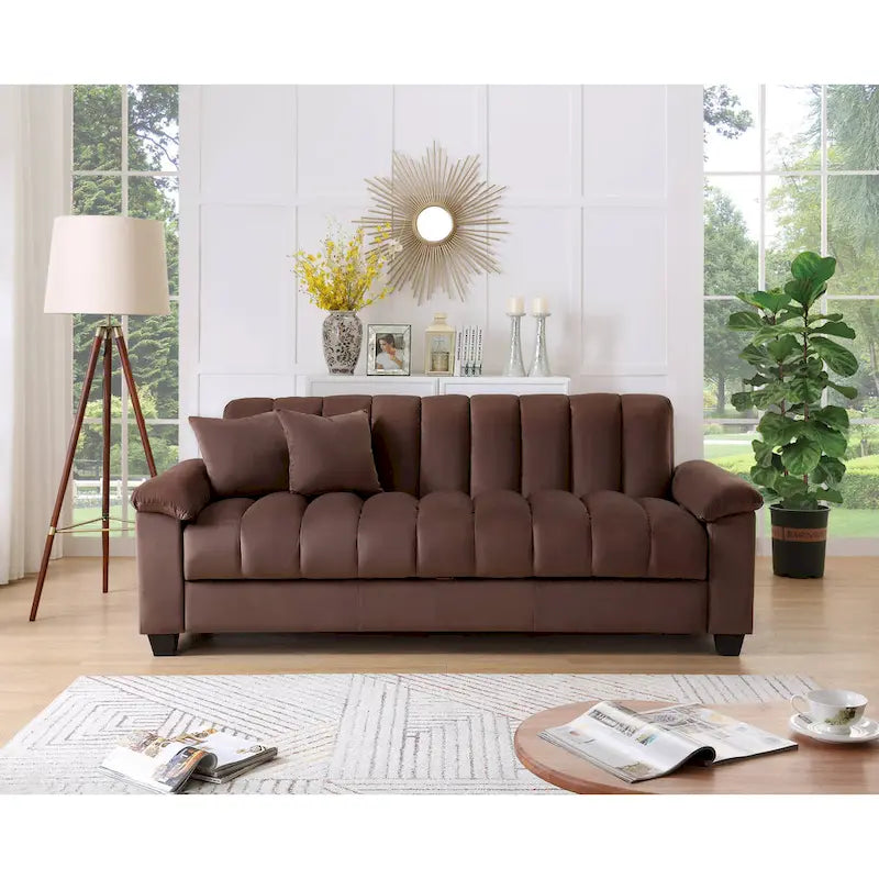 83 Canapé-lit convertible confortable en velours avec rangement.