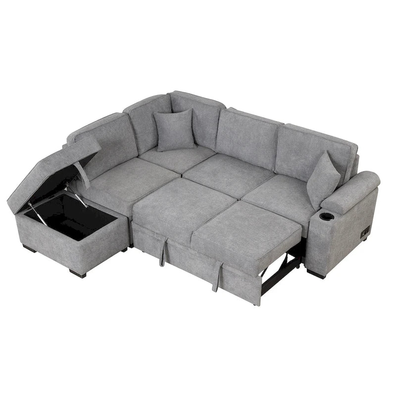 Canapé-lit gigogne 2 en 1 de 87,4 cm avec pouf de rangement