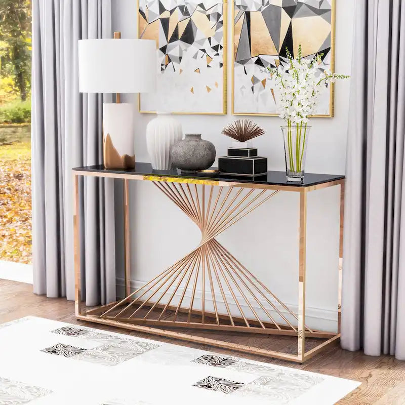 Table basse géométrique contemporaine Limback de 47 pouces avec plateau en verre, par Furniture of America