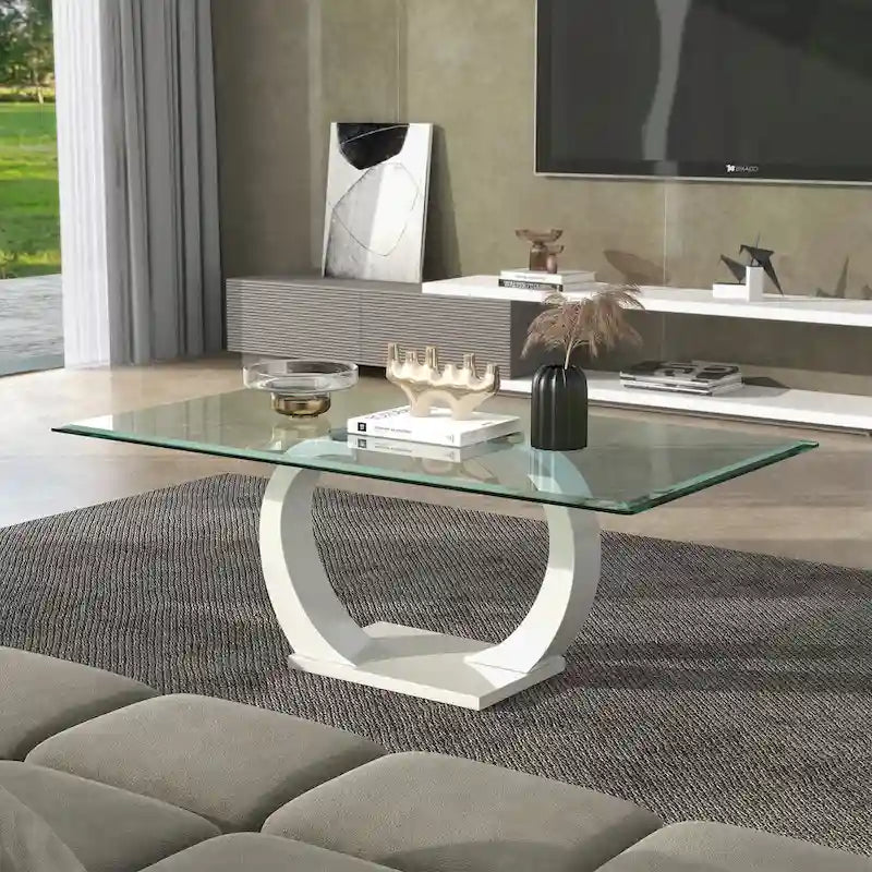 Table basse contemporaine Cres avec plateau en verre de 50 pouces par Furniture of America
