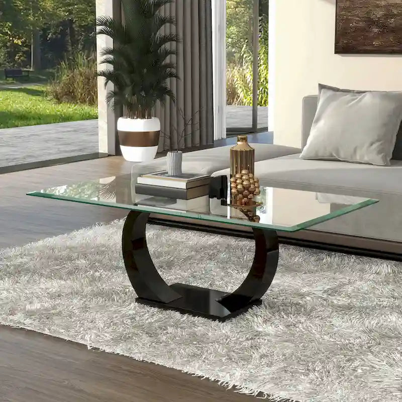 Table basse contemporaine Cres avec plateau en verre de 50 pouces par Furniture of America