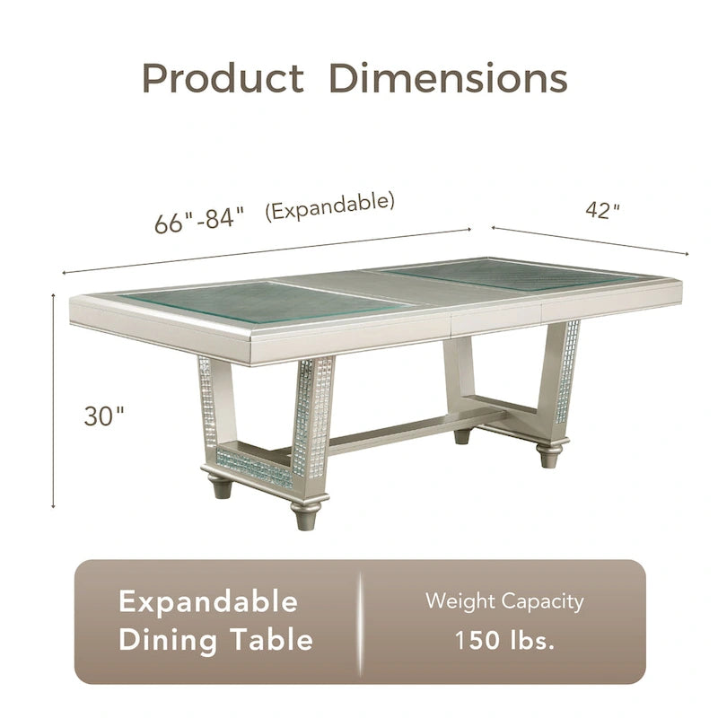 Table de salle à manger extensible Medlee Glam de 84 pouces avec rallonge, de Furniture of America