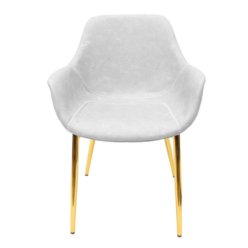 Ensemble de 4 fauteuils de salle à manger modernes Markley en cuir avec pieds en métal doré et chaise d'appoint