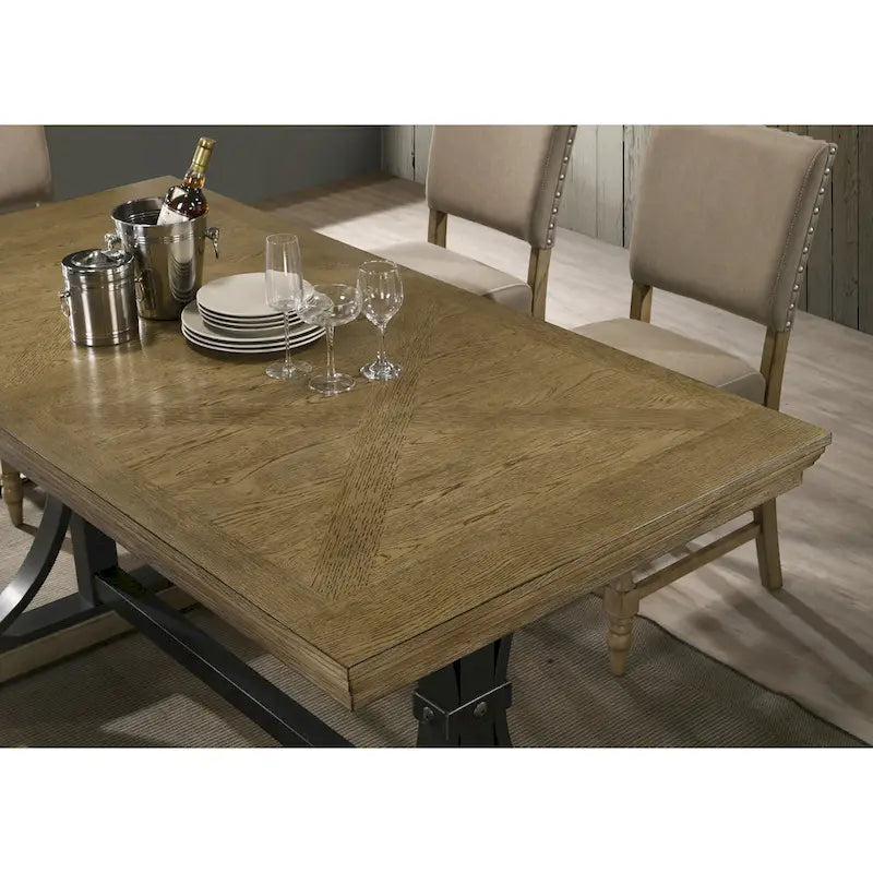 Table haute de comptoir Roundhill Furniture Birmingham, finition bois flotté et cloutée