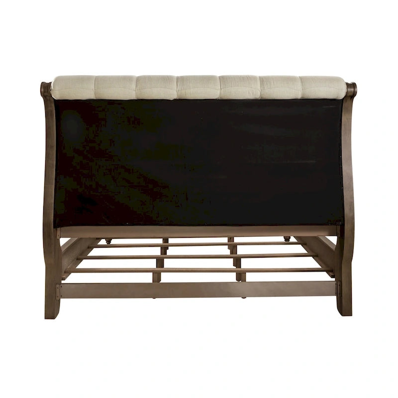 Ensemble de chambre à coucher style ferme américaine comprenant un lit traîneau, une commode, un miroir et une table de chevet