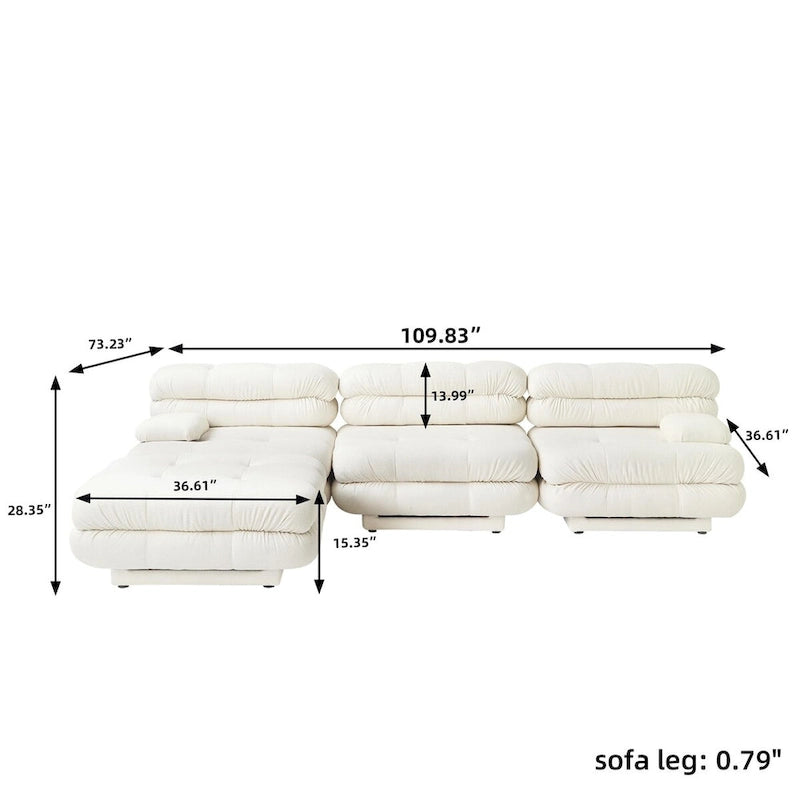 Canapé d'angle moderne en velours peluche, canapé modulable minimaliste en forme de L