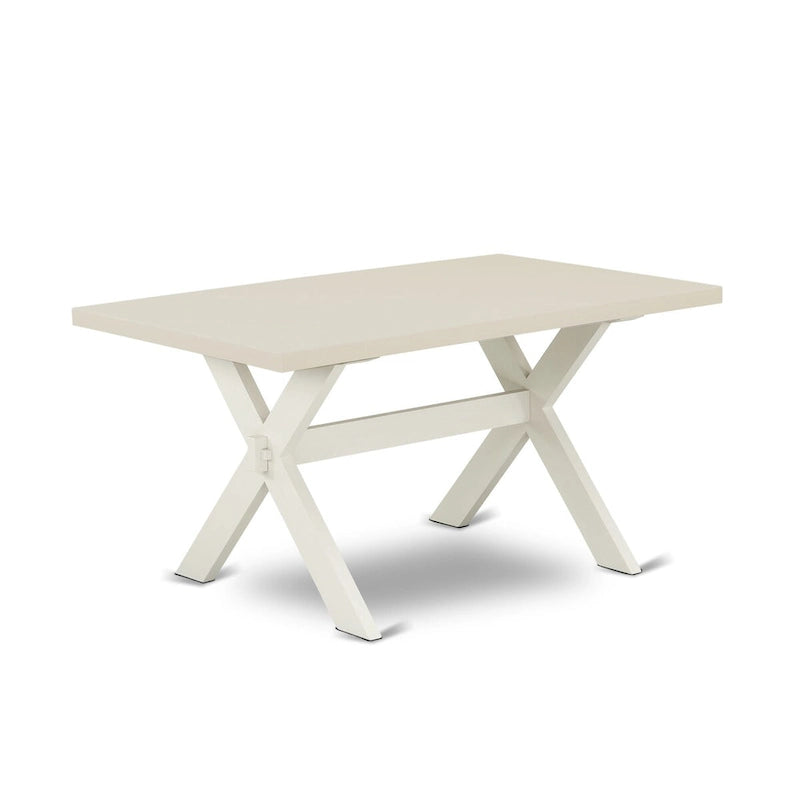 Ensemble de salle à manger East West Furniture : table rectangulaire et chaises Parson en lin crème, coloris blanc lin (composition au choix).