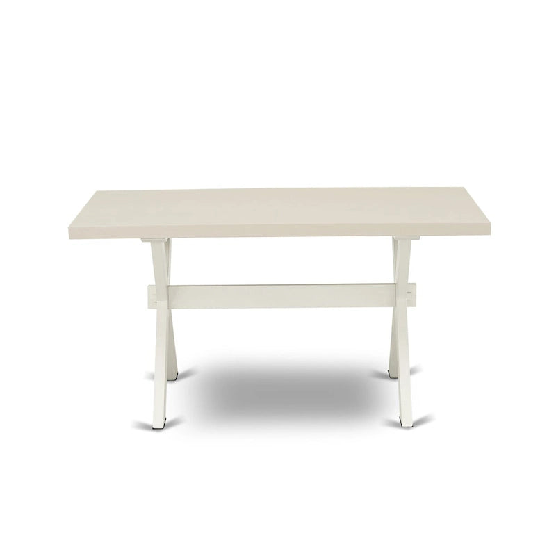 Ensemble de salle à manger East West Furniture : table rectangulaire et chaises Parson en lin crème, coloris blanc lin (composition au choix).