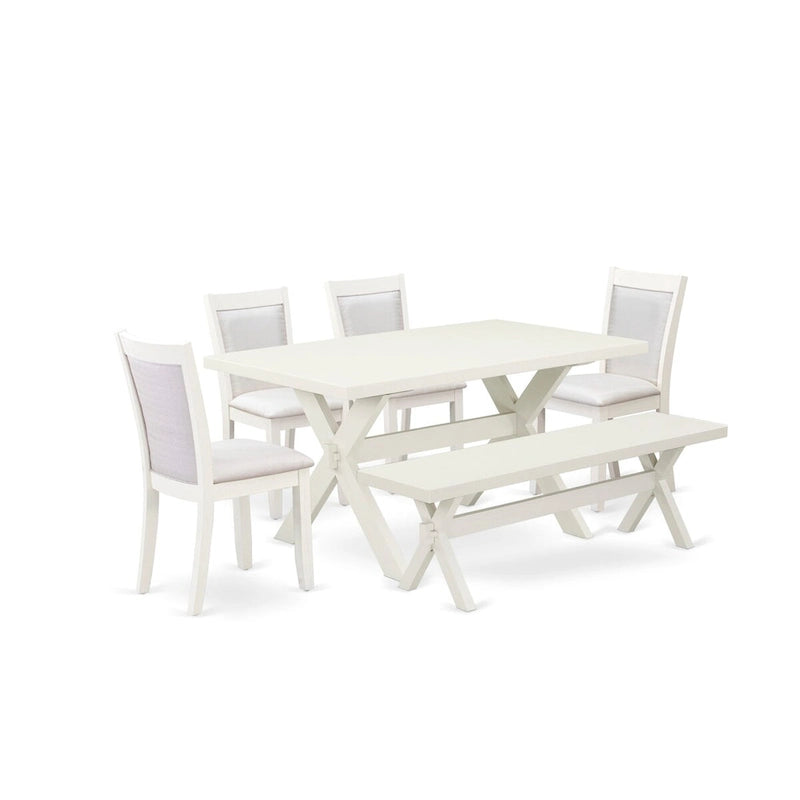 Ensemble de salle à manger East West Furniture : table rectangulaire et chaises Parson en lin crème, coloris blanc lin (composition au choix).