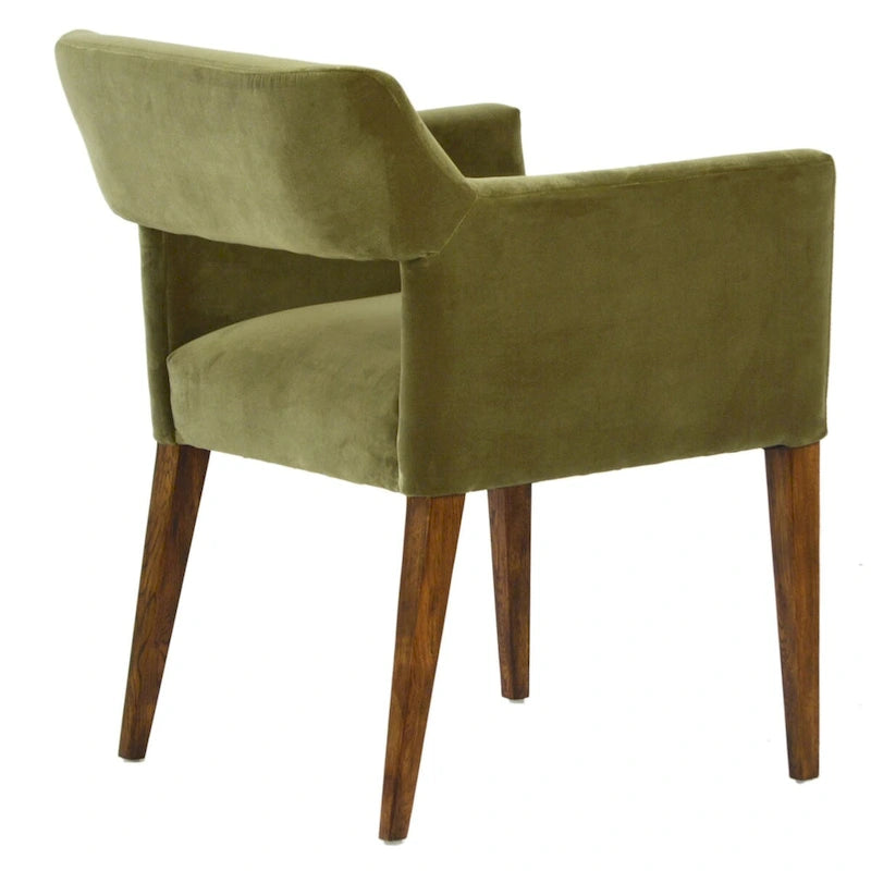 Chaise de salle à manger rembourrée Hopewell en mélange polyester-velours, vert olive