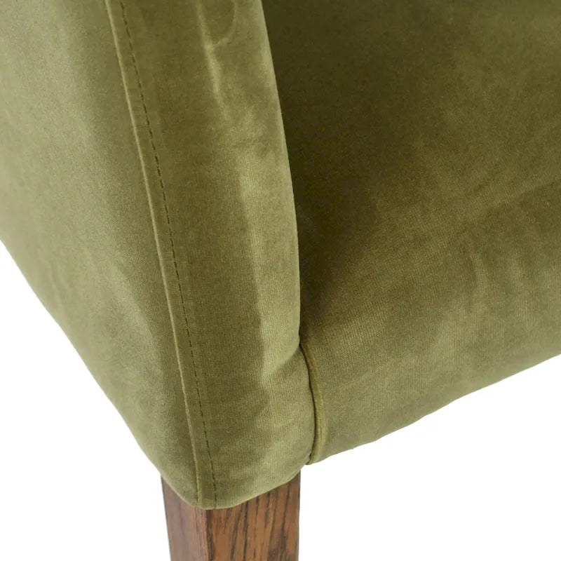 Chaise de salle à manger rembourrée Hopewell en mélange polyester-velours, vert olive