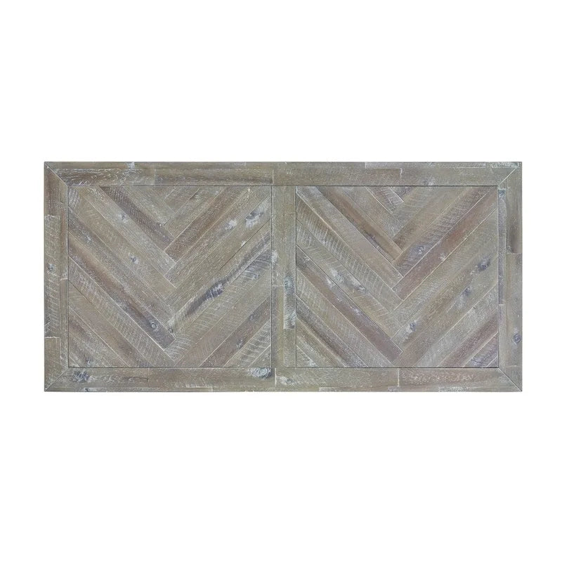 Table basse à deux tiroirs et étagère inférieure avec base plate, gris latte rustique