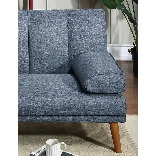 Canapé d'angle 3 places en polyester mélangé, en forme de L, avec pieds en bois massif et assise réglable.