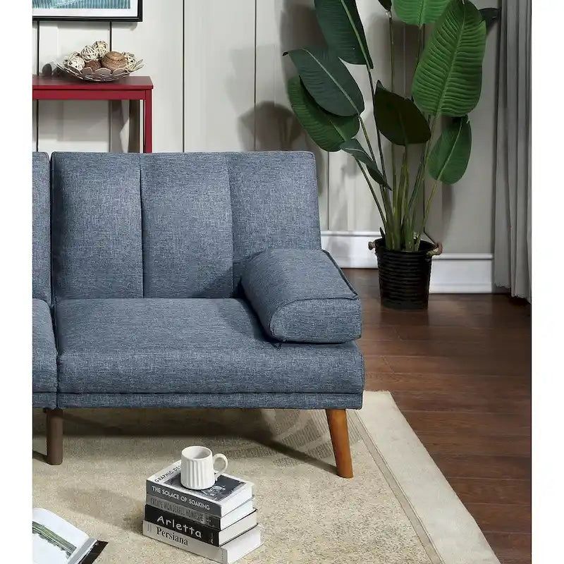 Canapé d'angle 3 places en polyester mélangé, en forme de L, avec pieds en bois massif et assise réglable.